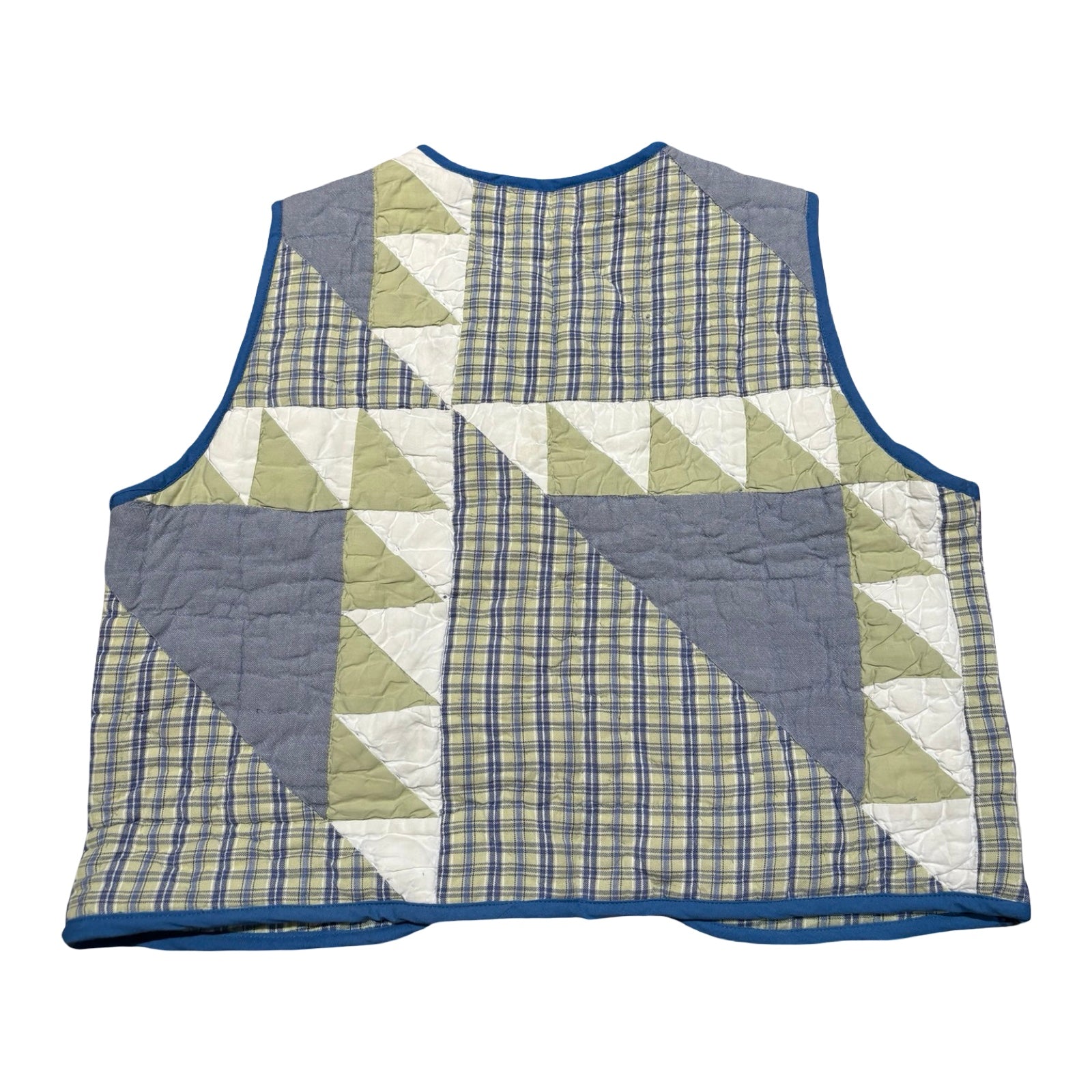 Gingham Greens & Blues Quilted Vest Rework
