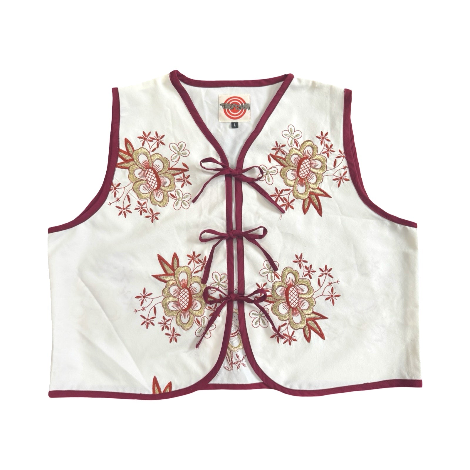 Golden Bloom Large Linen Tie Top Rework