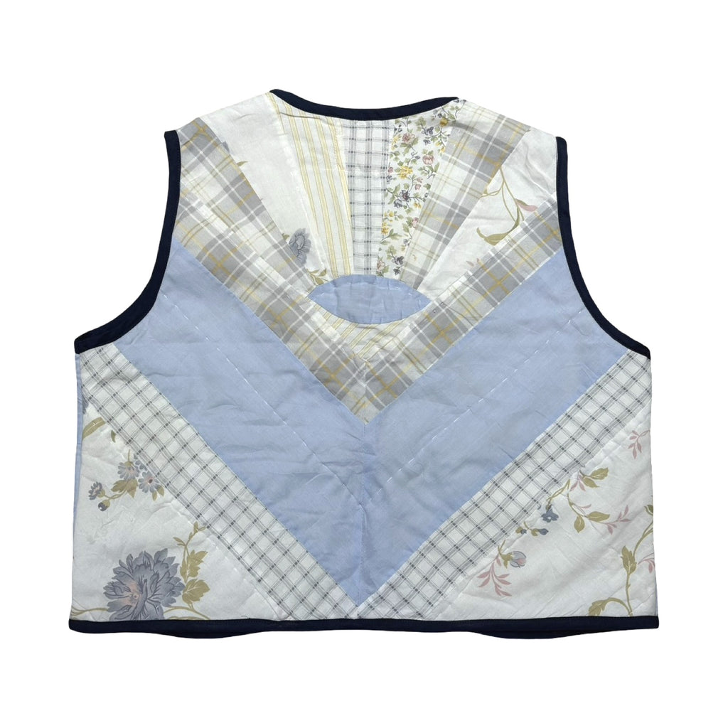 Baby Blue Florals Quilted Vest Reworks