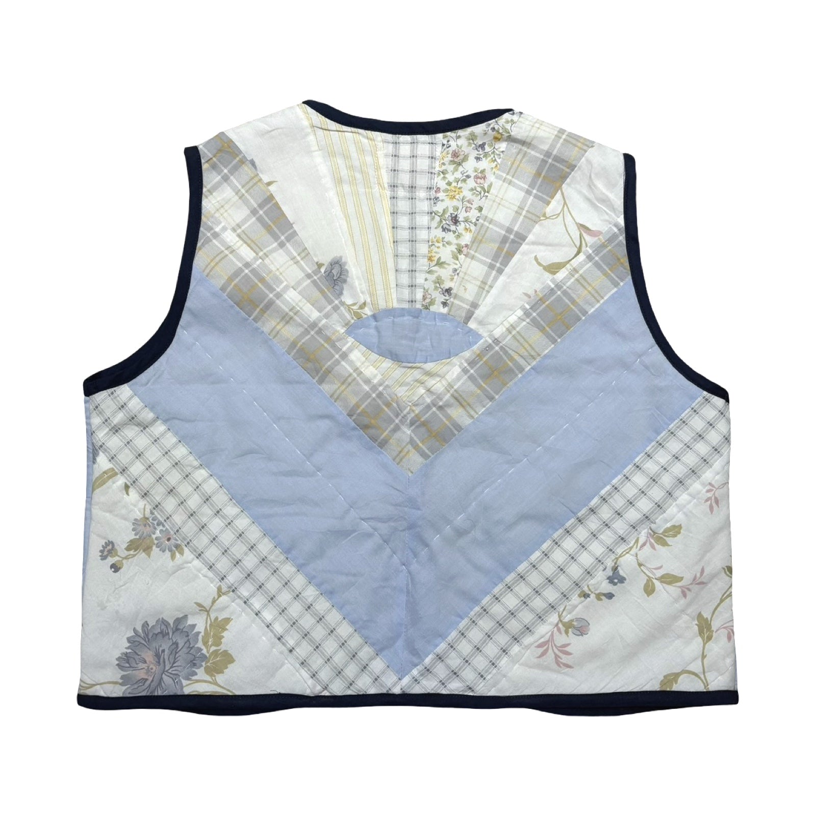 Baby Blue Florals Quilted Vest Reworks