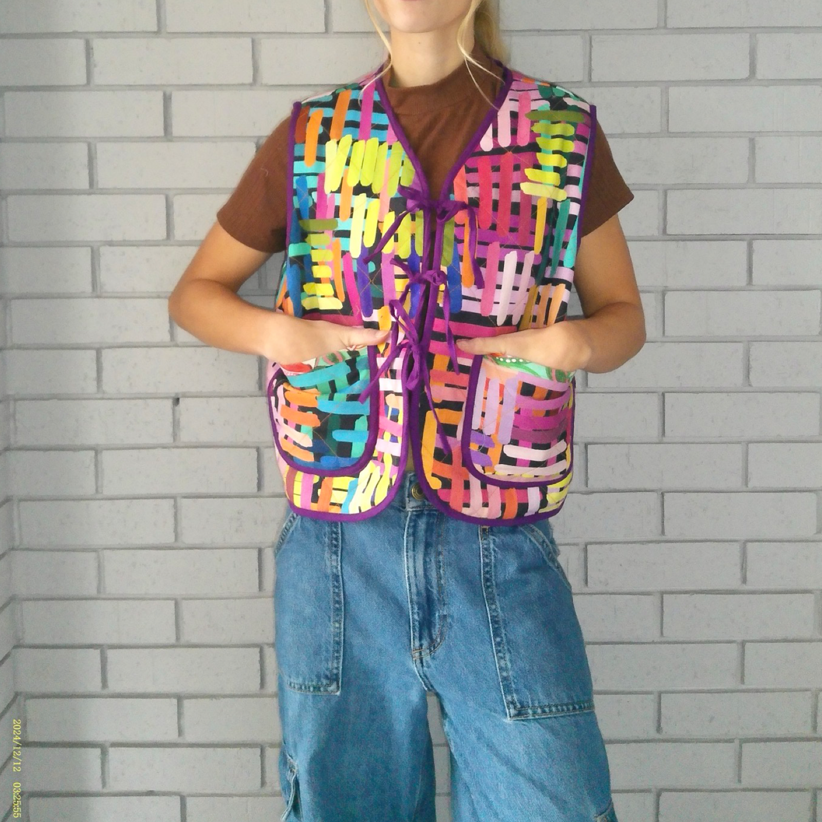 80's Funk! Large Quilted Vest Rework