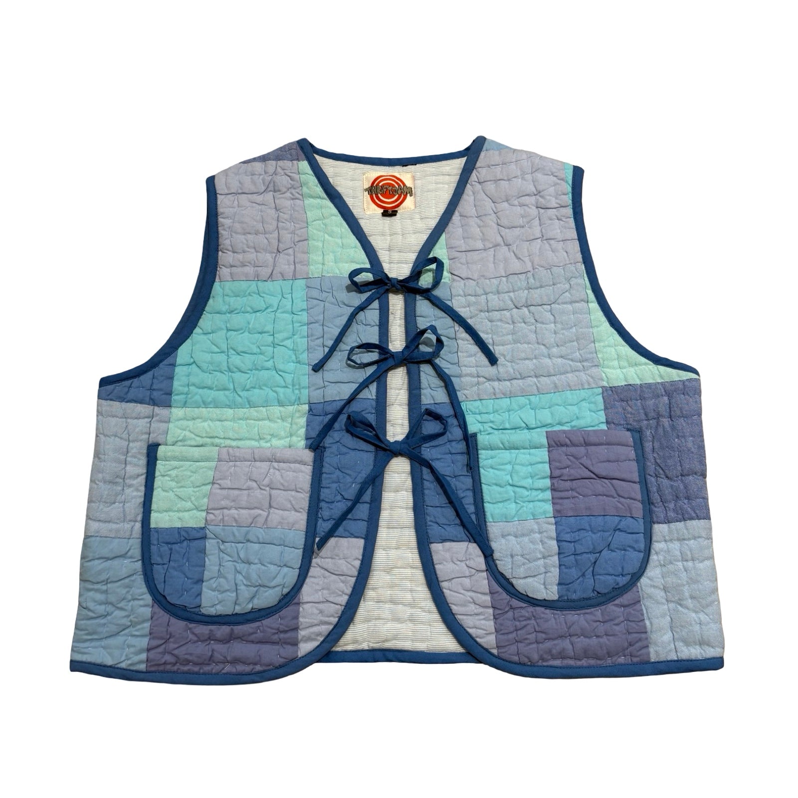 Soft Blues Quilted Vest Reworks