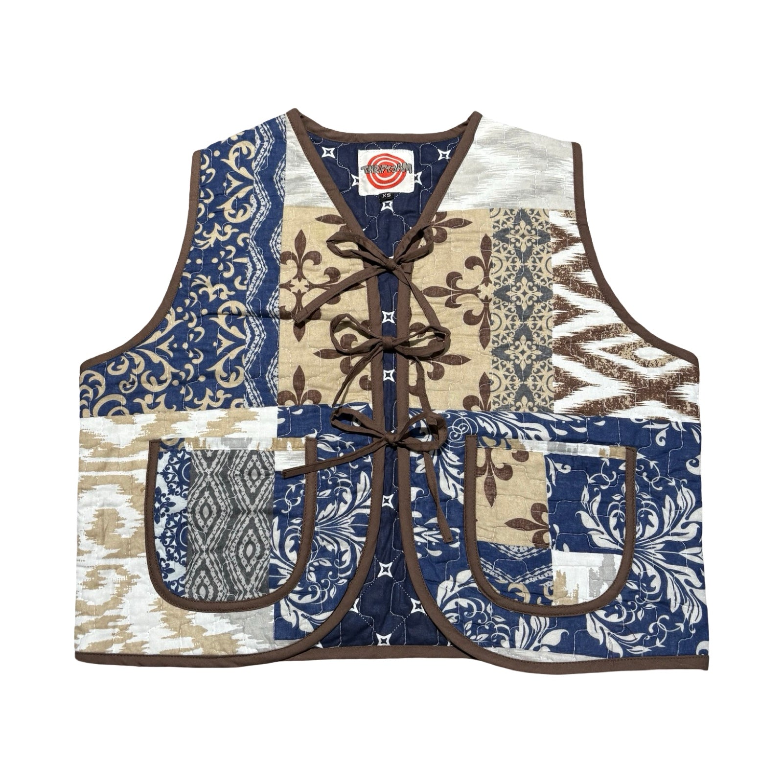 Blue & Brown Medallion Quilted Vest Reworks