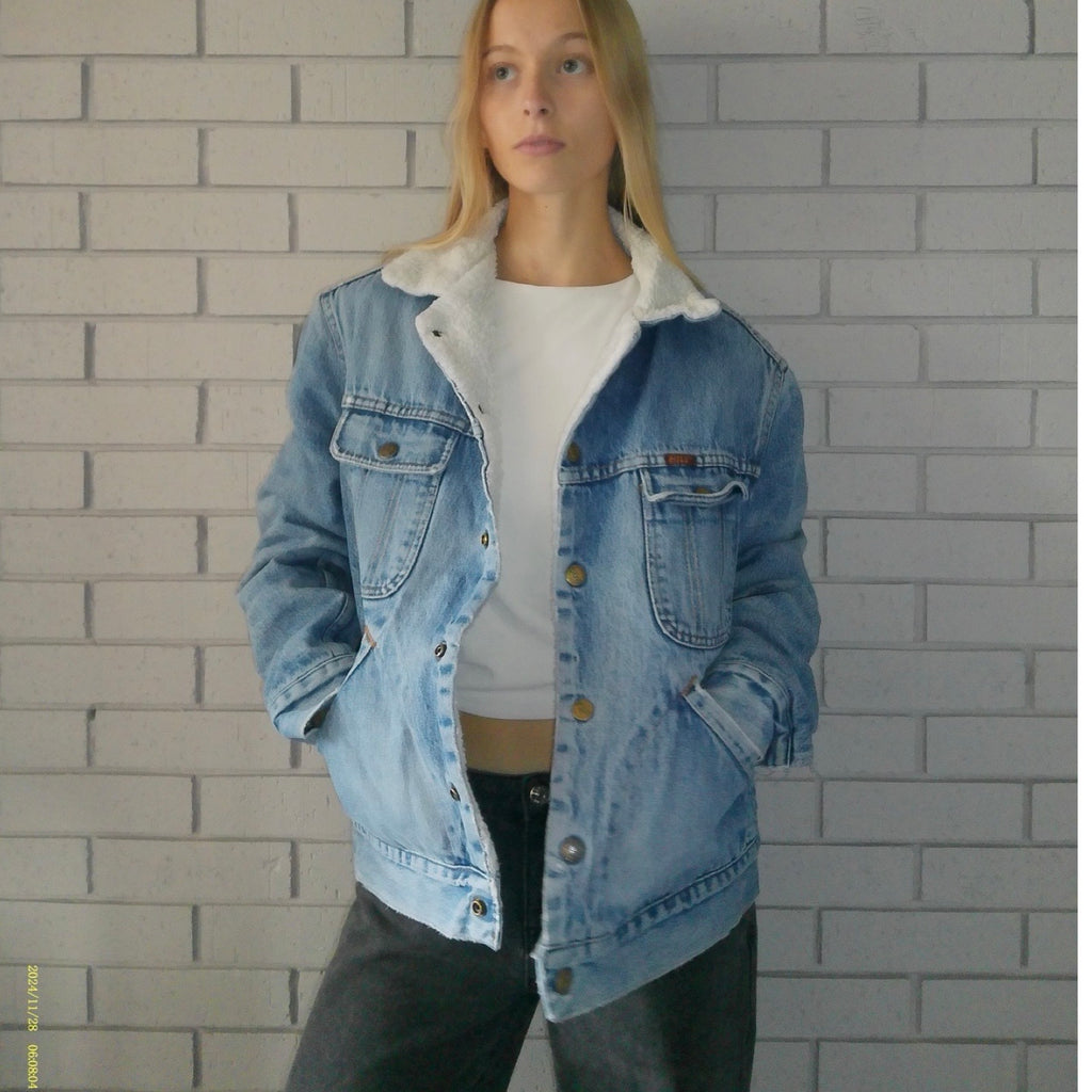 Rifle Trademark Medium Sherpa Lined Denim Jacket