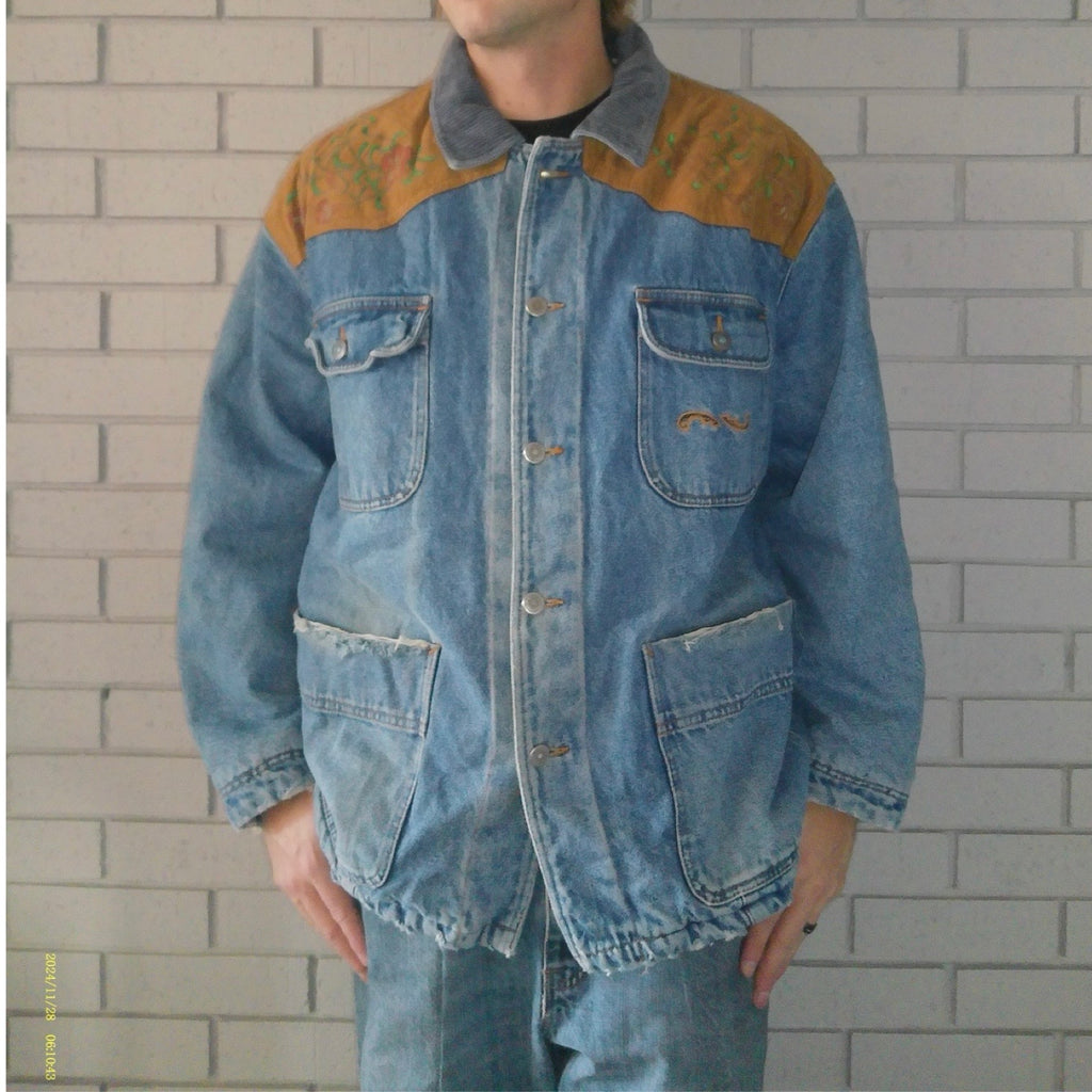 Turquoise Tribes 2XL Sherpa Lined Denim Jacket