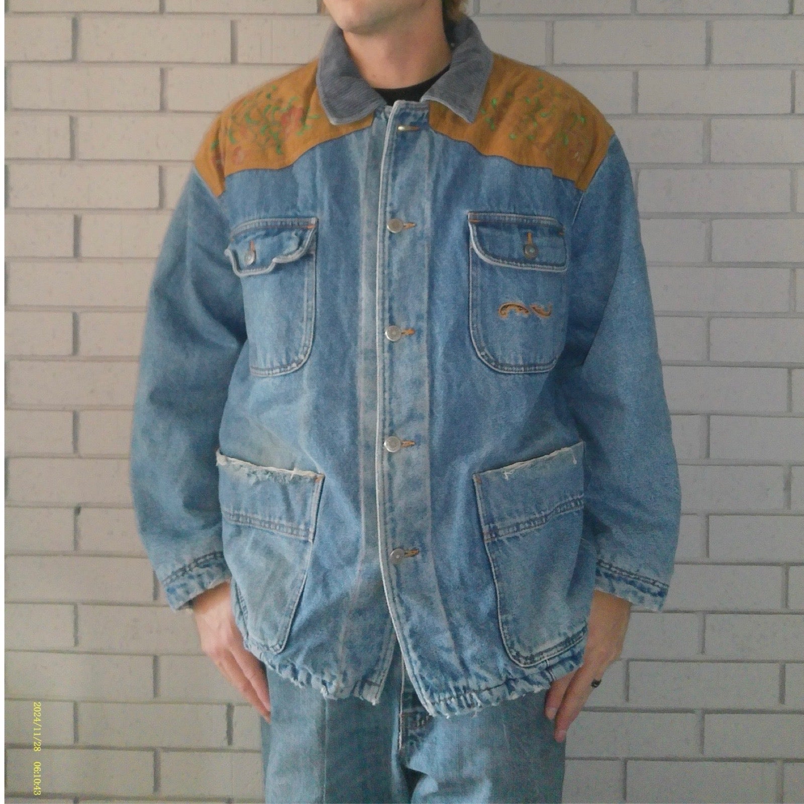 Turquoise Tribes 2XL Sherpa Lined Denim Jacket