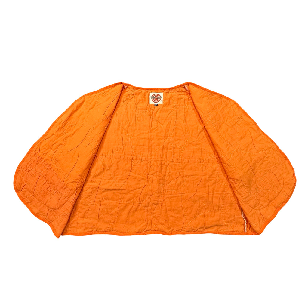 Marigold Card Trick quilted vest rework, interior orange lining