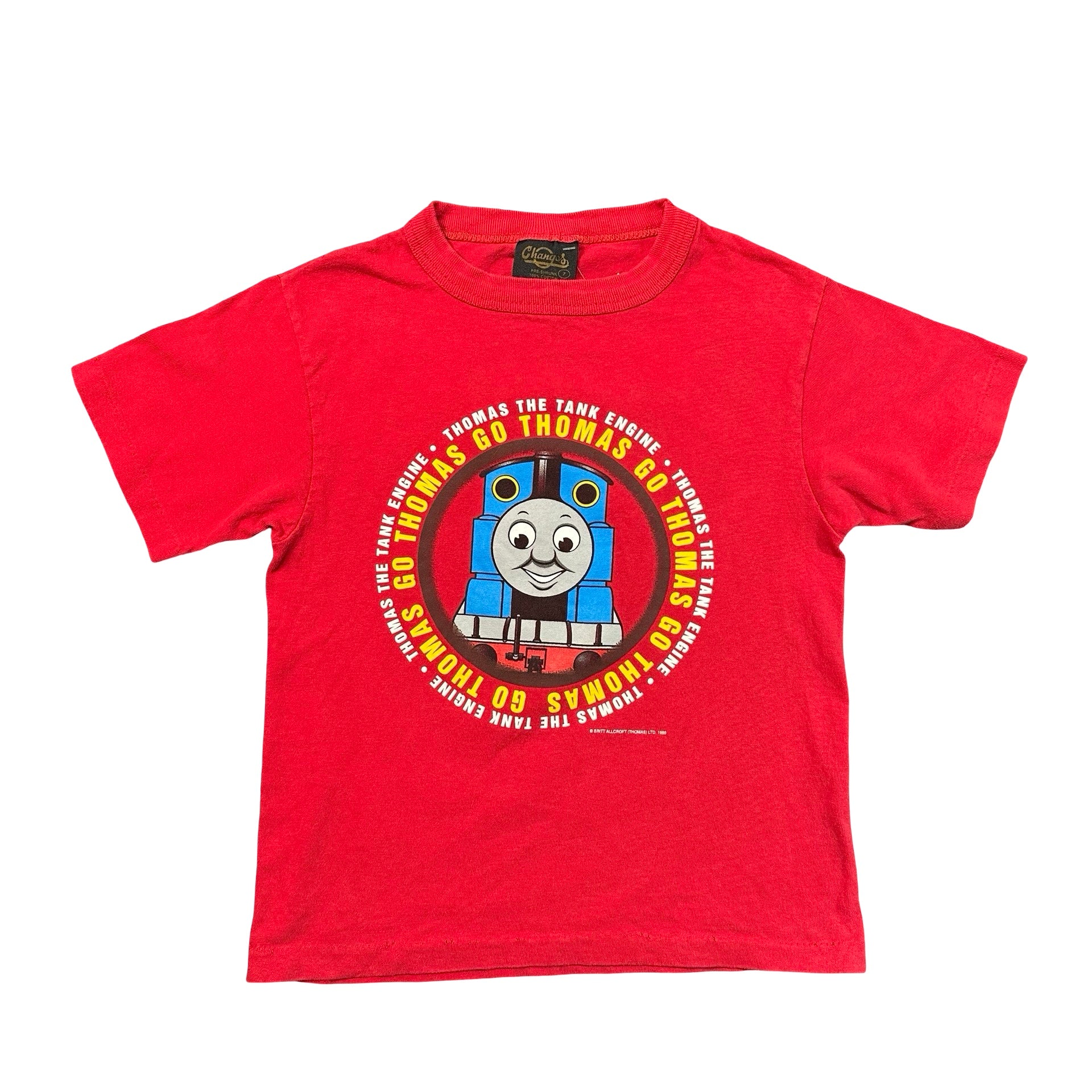 Vintage 1999 Thomas the Tank Engine Go Thomas T-Shirt Red Made in USA Kids 7