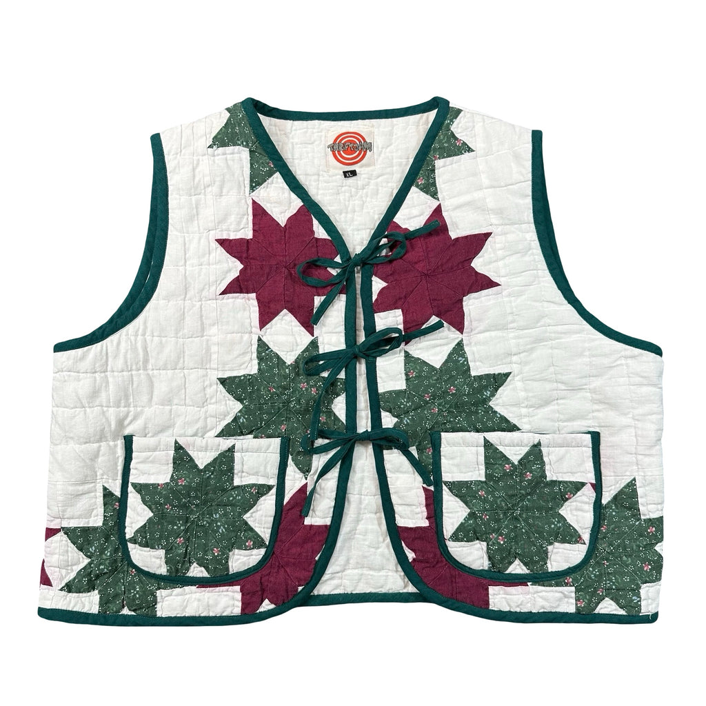 Cranberry & Pine Star XL quilted vest rework, front
