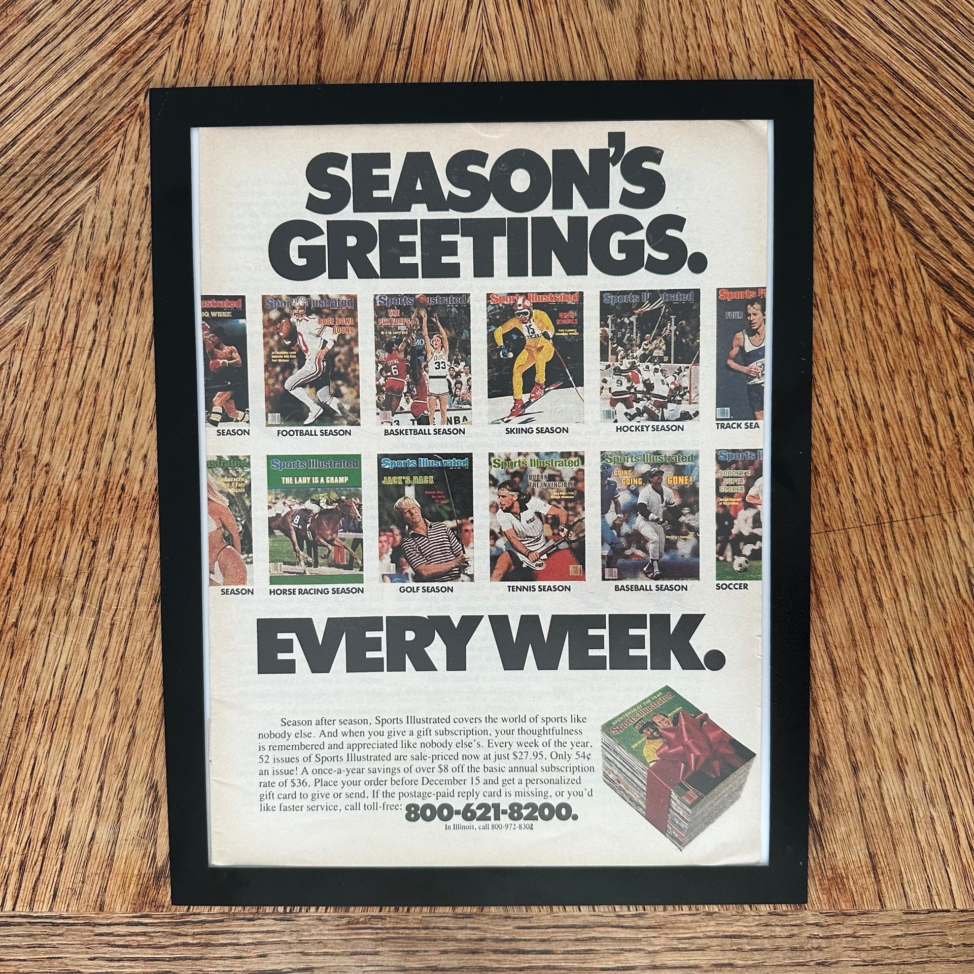 Sports Illustrated Seasons Greetings Every Week Framed Vintage Magazine Ad