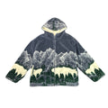 Vintage Country Woods Sherpa Lined Mountain Wolf Print Fleece Zip Jacket 2XL