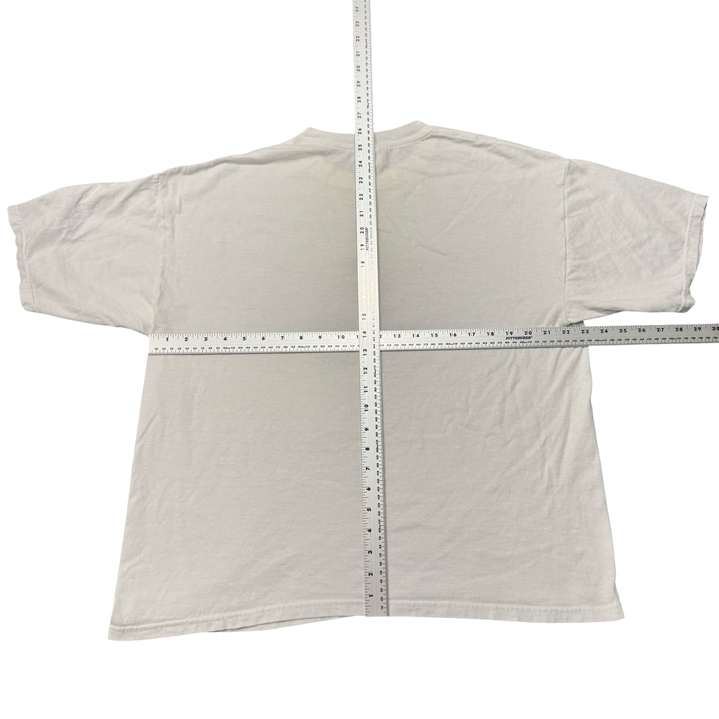 White tee back with measurements