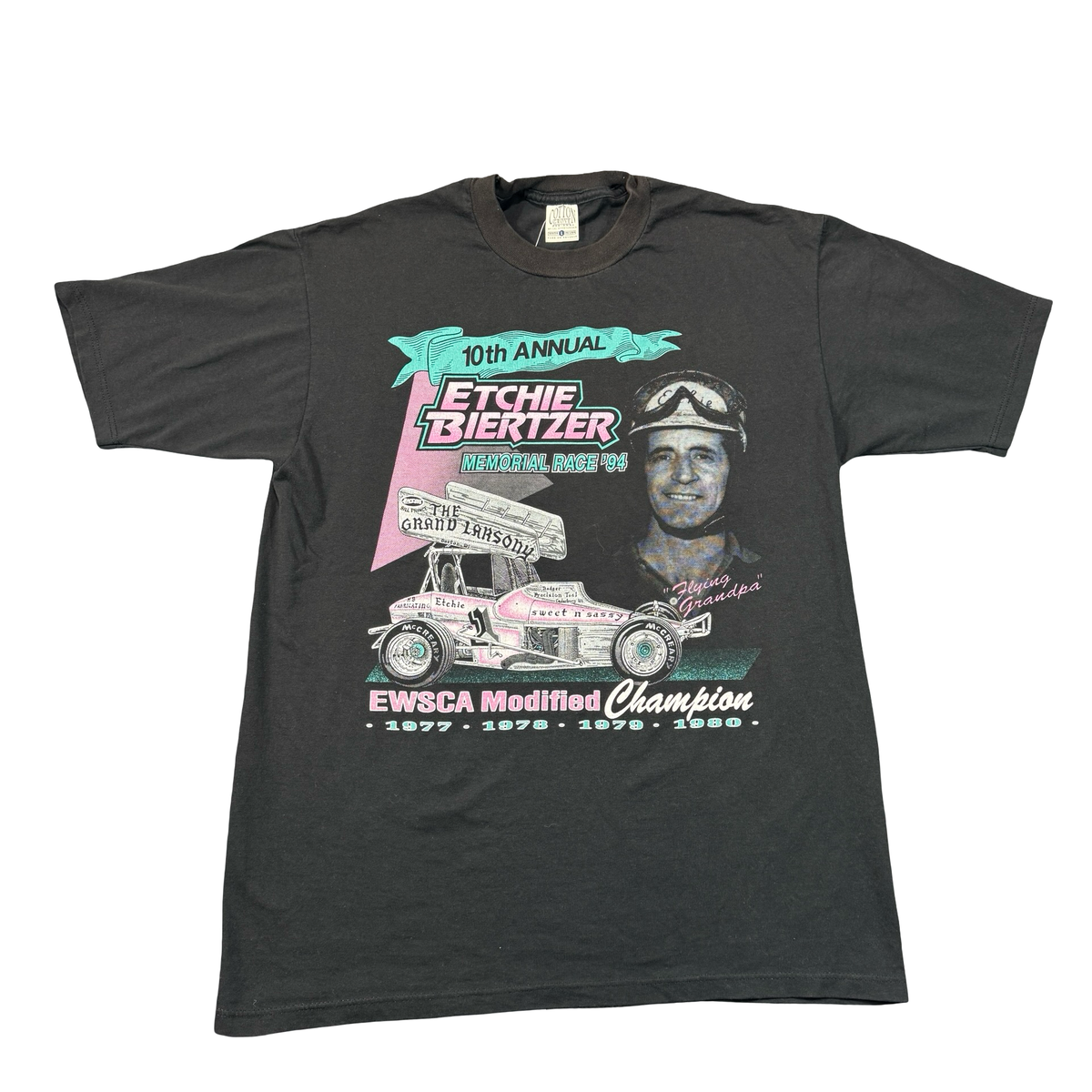 Vintage 1994 Etchie Biertzer Memorial Sprint Car Tee WSCA Made in USA Mens L