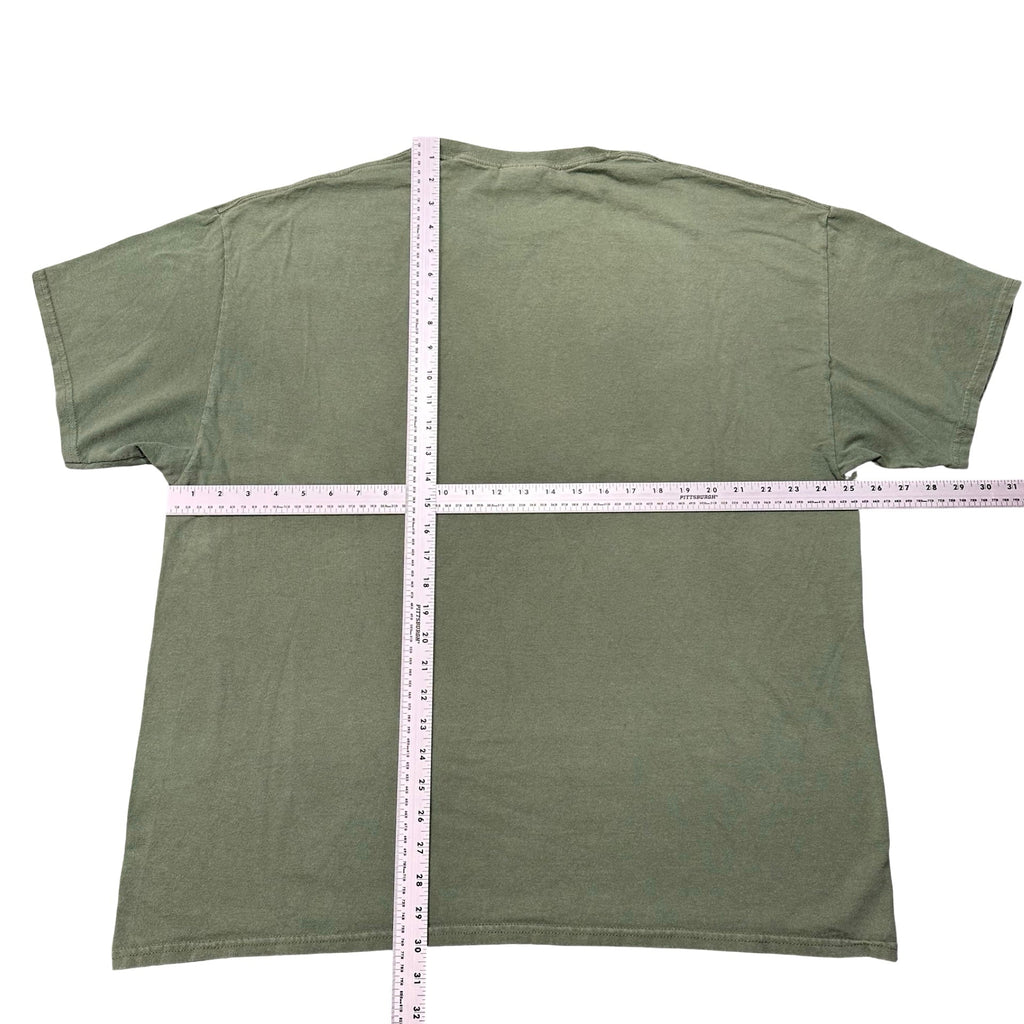 Green tee back with measurements