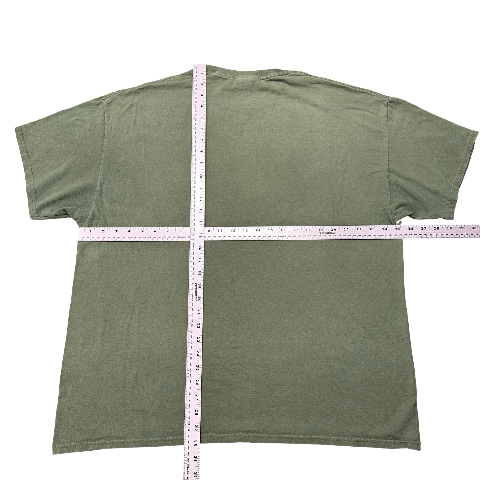 Green tee back with measurements