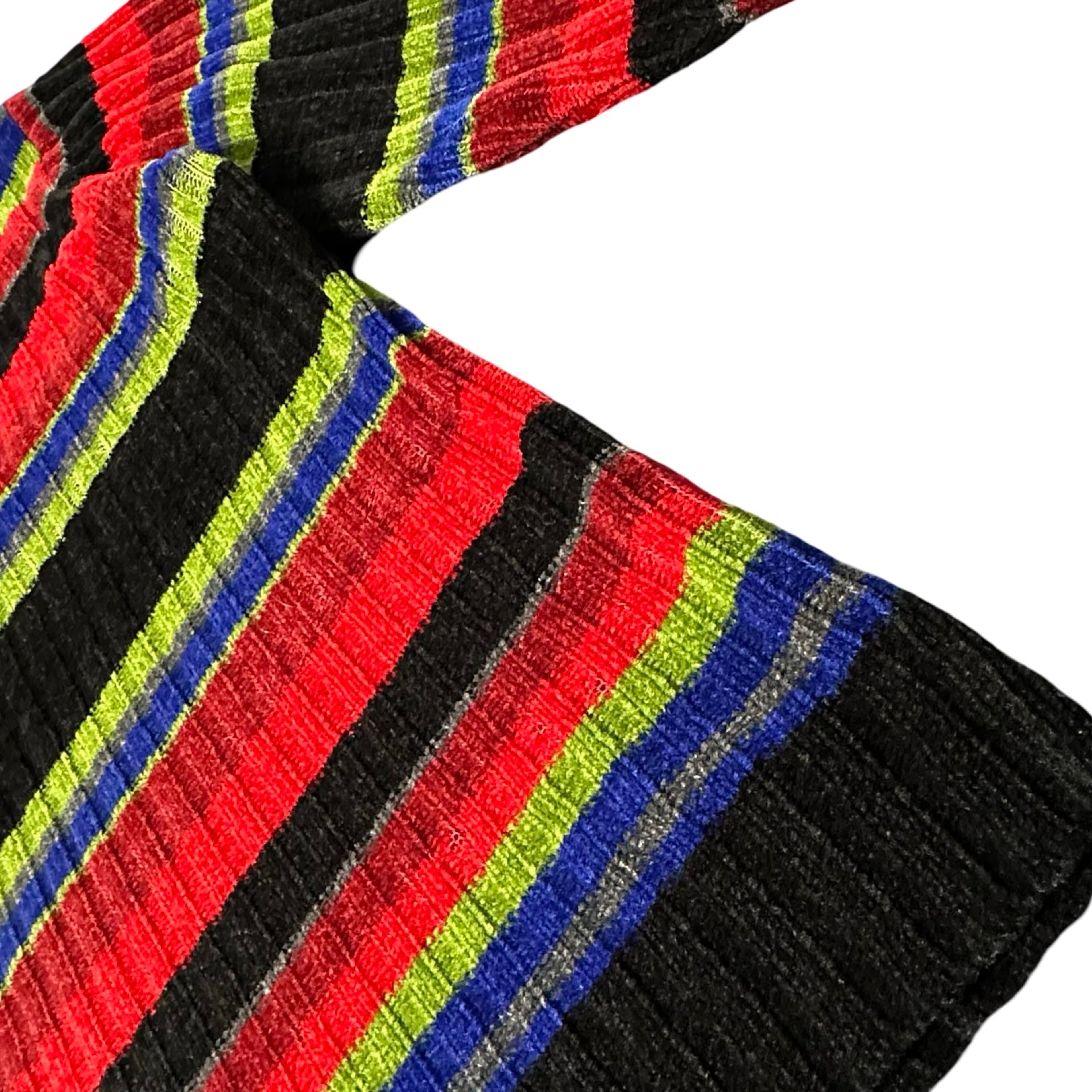 Striped chenille sleeve detail