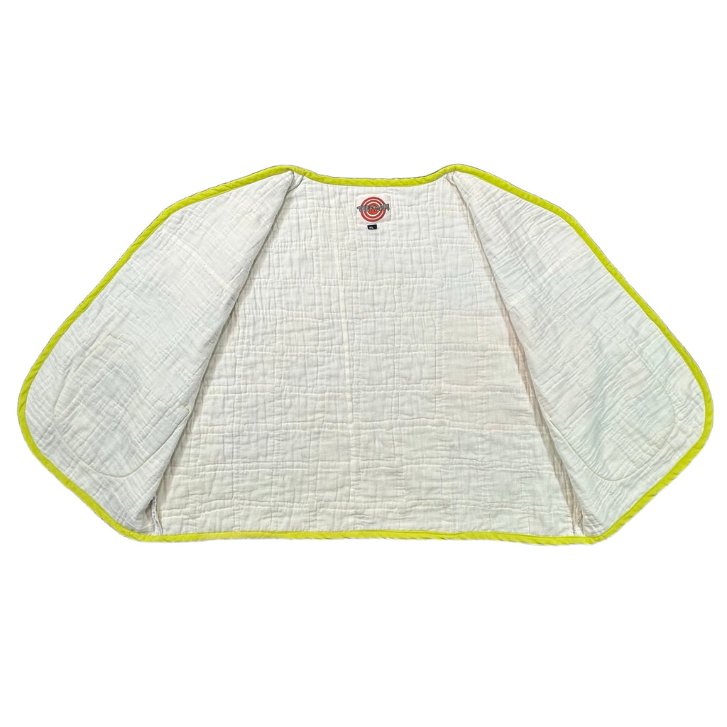 Powder Blue & Lime Patchwork XL quilted vest rework, inside lining