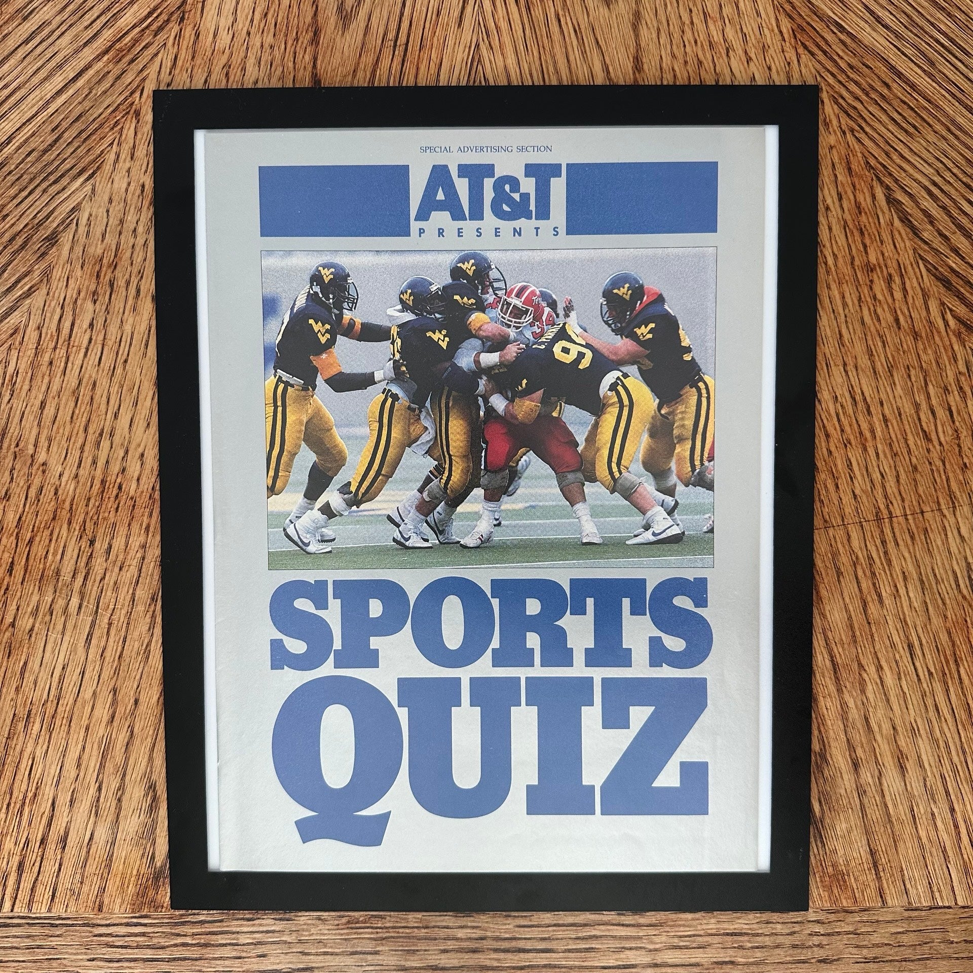AT&T Sports Quiz West Virginia vs Maryland Football Framed Vintage Magazine Ad