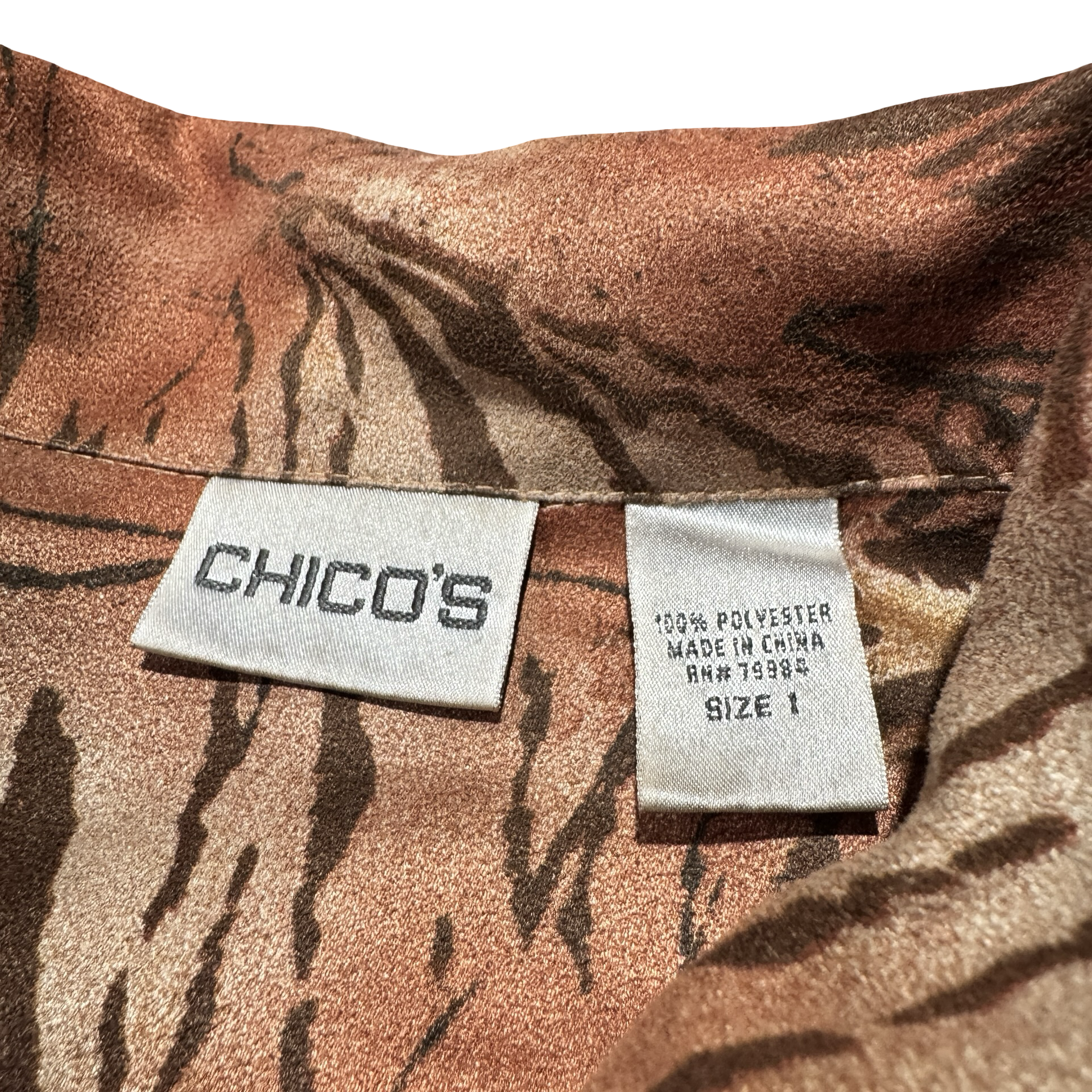 Chico's brand label size 1 100% polyester