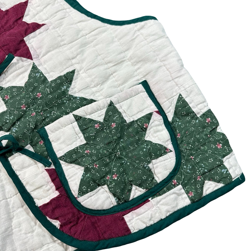 Cranberry & Pine Star XL quilted vest rework, patch pocket detail