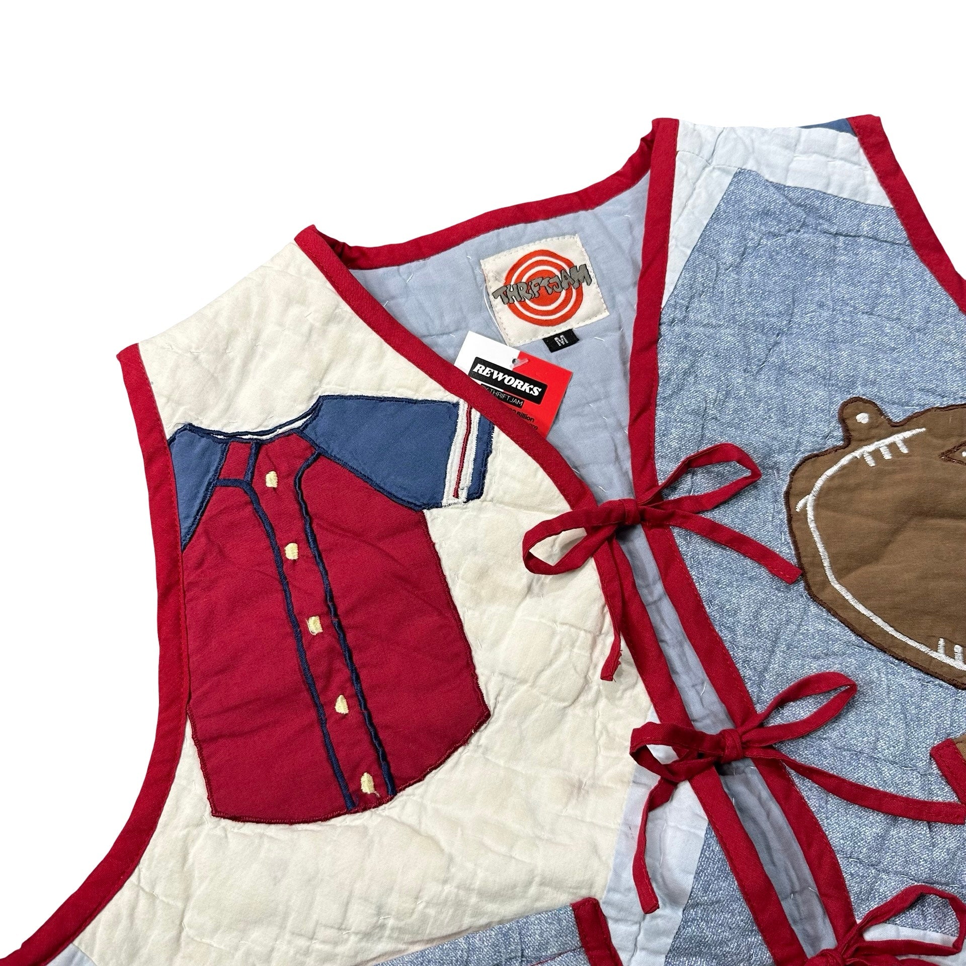 Sandlot Baseball M quilted vest rework - tie closures