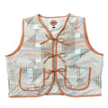 Peach Plaid Triangle L quilted vest rework - front