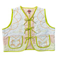 Sherbet Redwork Embroidery L quilted vest rework - front