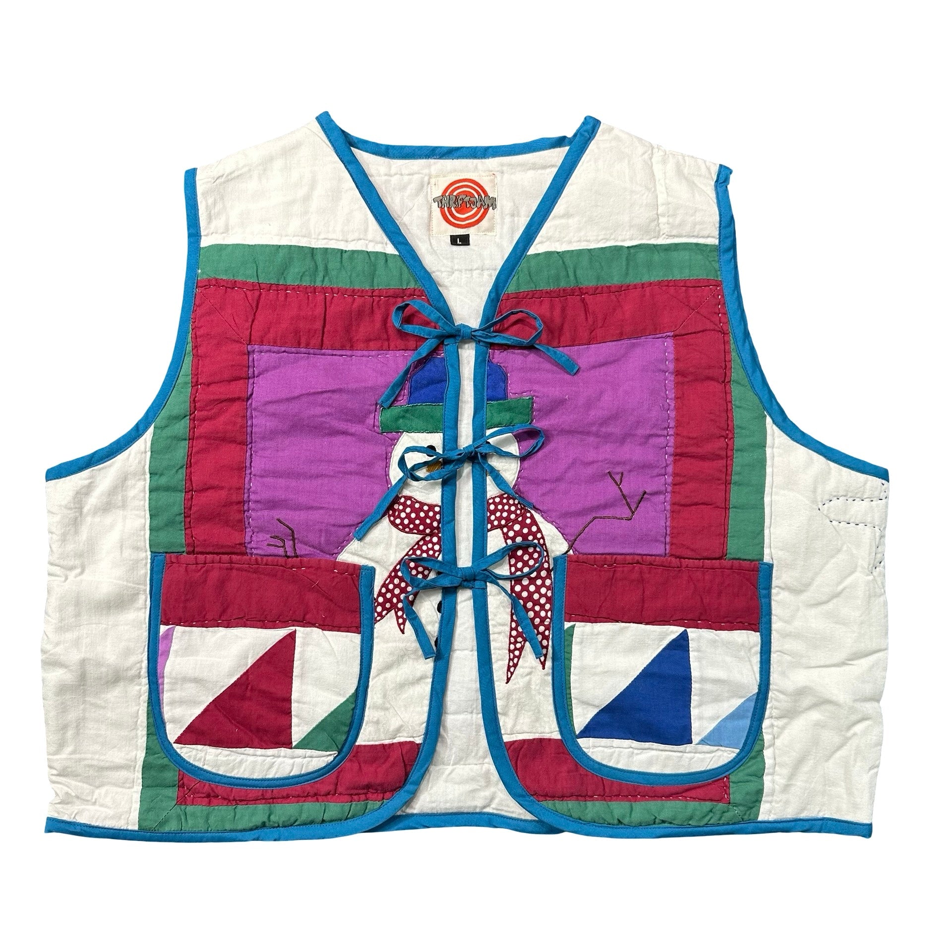 Snowman Colorblock L quilted vest rework - front