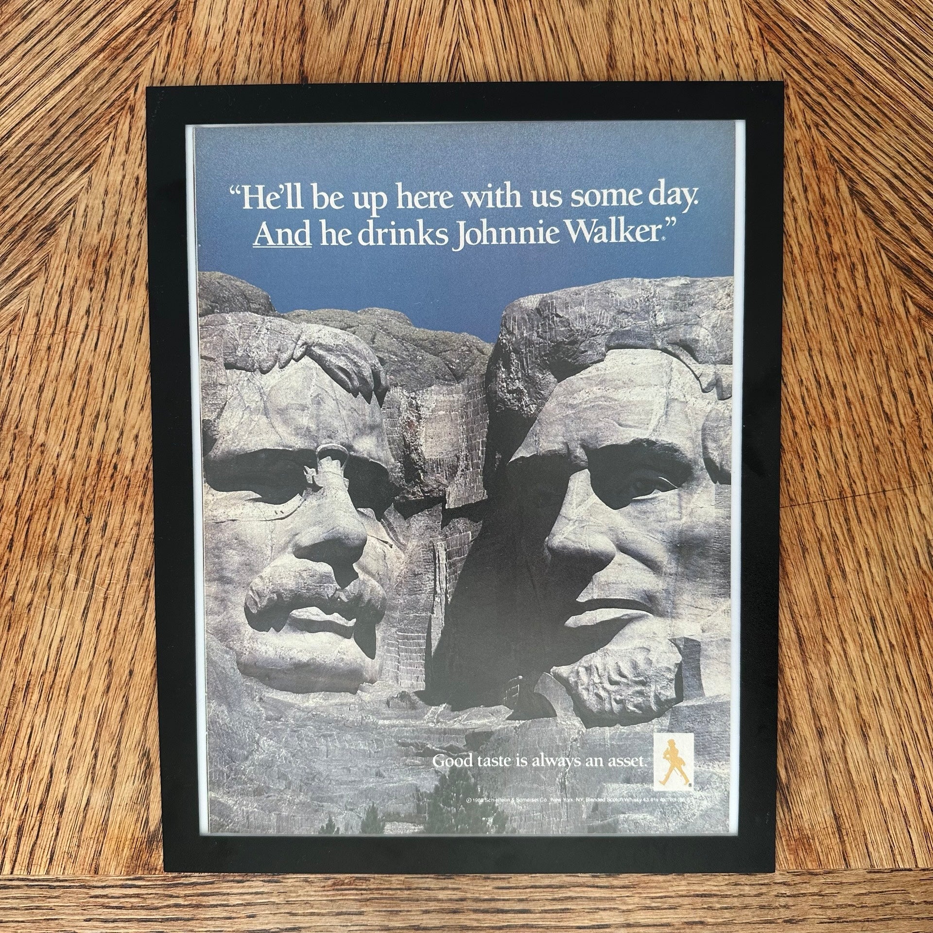 Johnnie Walker Mount Rushmore Up Here Some Day Framed Vintage Magazine Ad