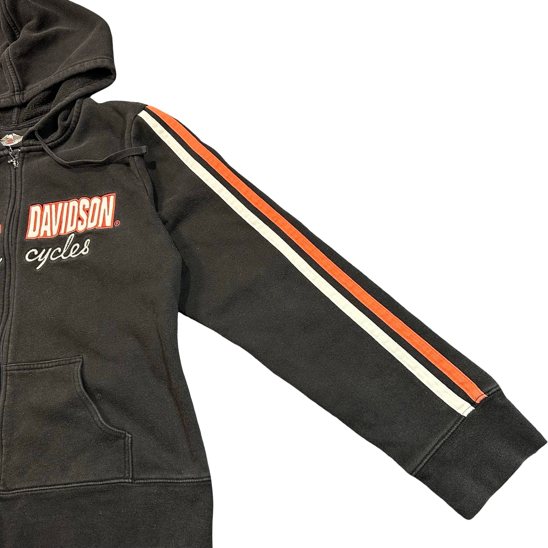 Harley Davidson Motorcycles Embroidered Zip Hoodie Black Womens XL
