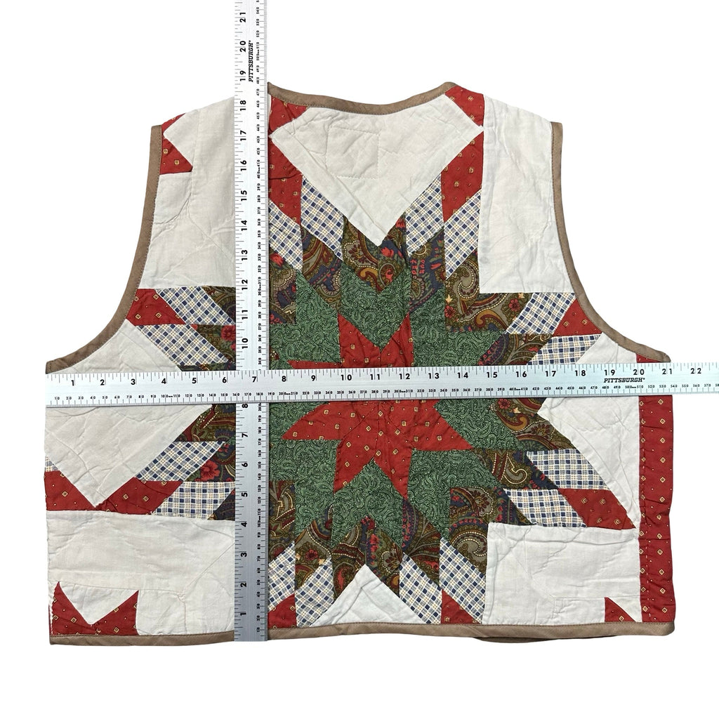 Paisley Star Patchwork M quilted vest rework - tape measure