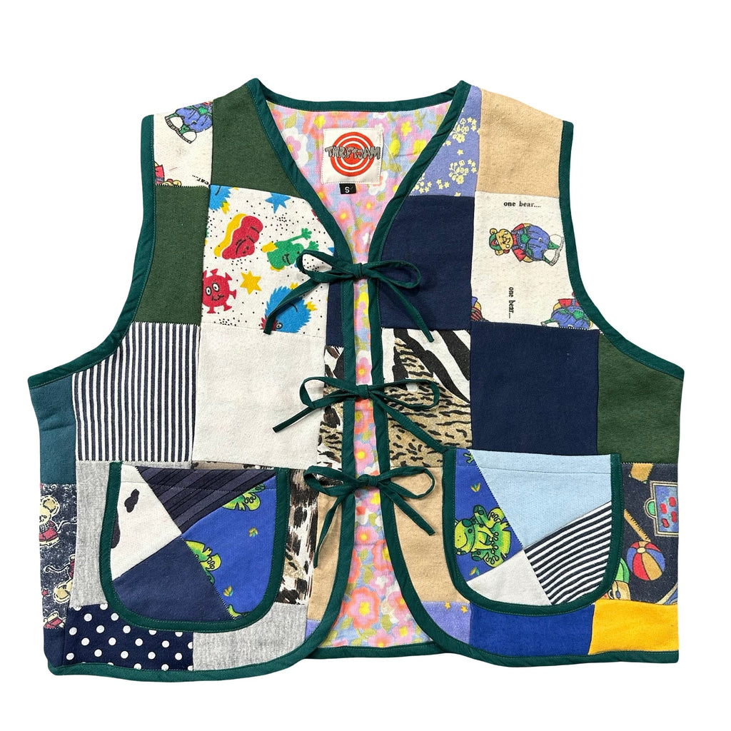 Attic Scrap Patchwork S quilted vest rework - front