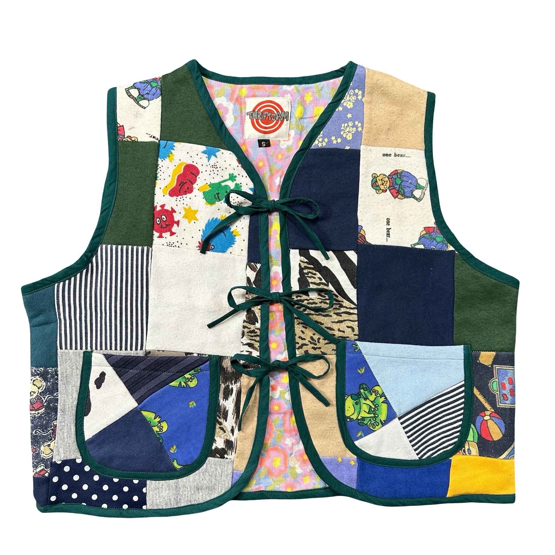 Attic Scrap Patchwork S quilted vest rework - front