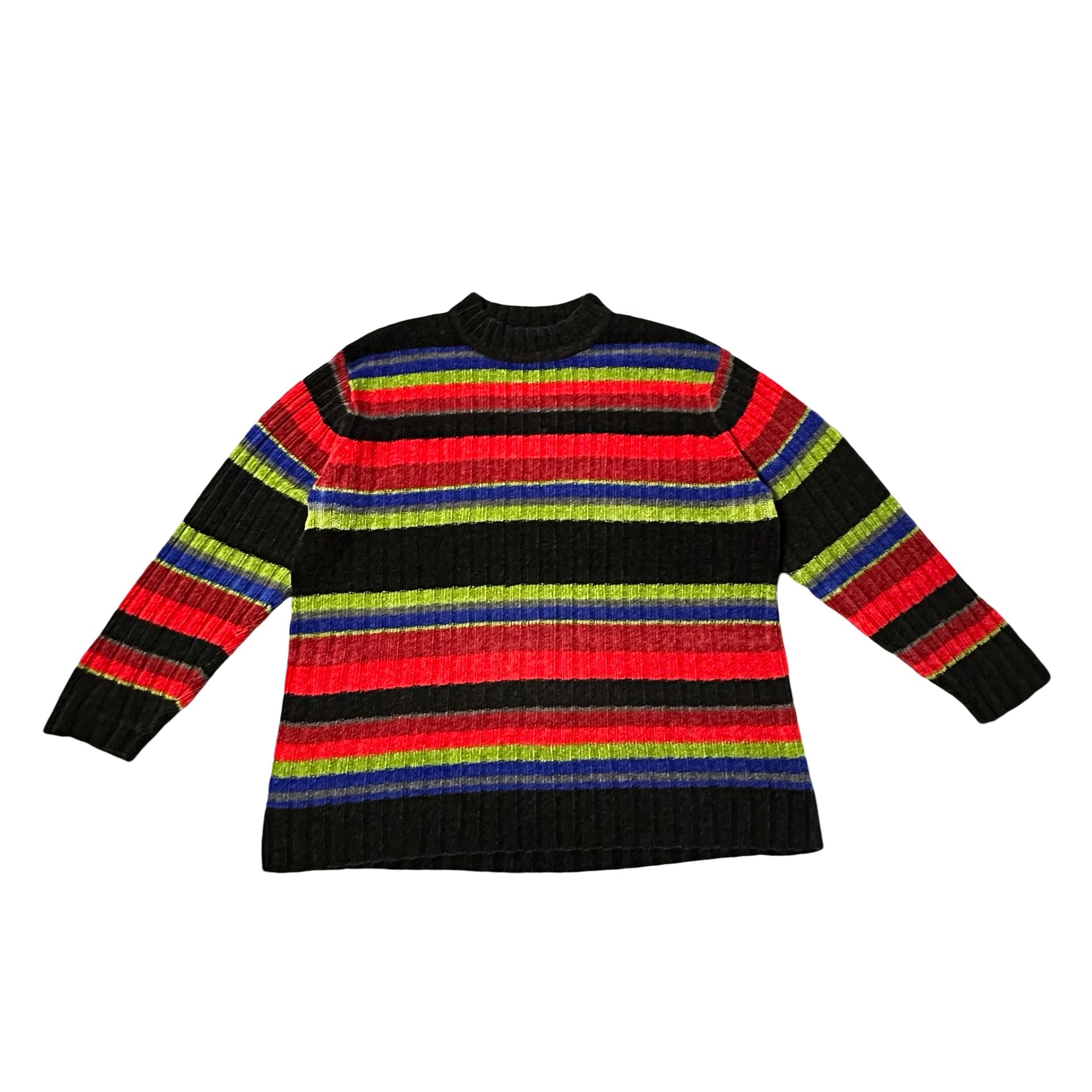 Norton Studio striped chenille mock neck sweater front