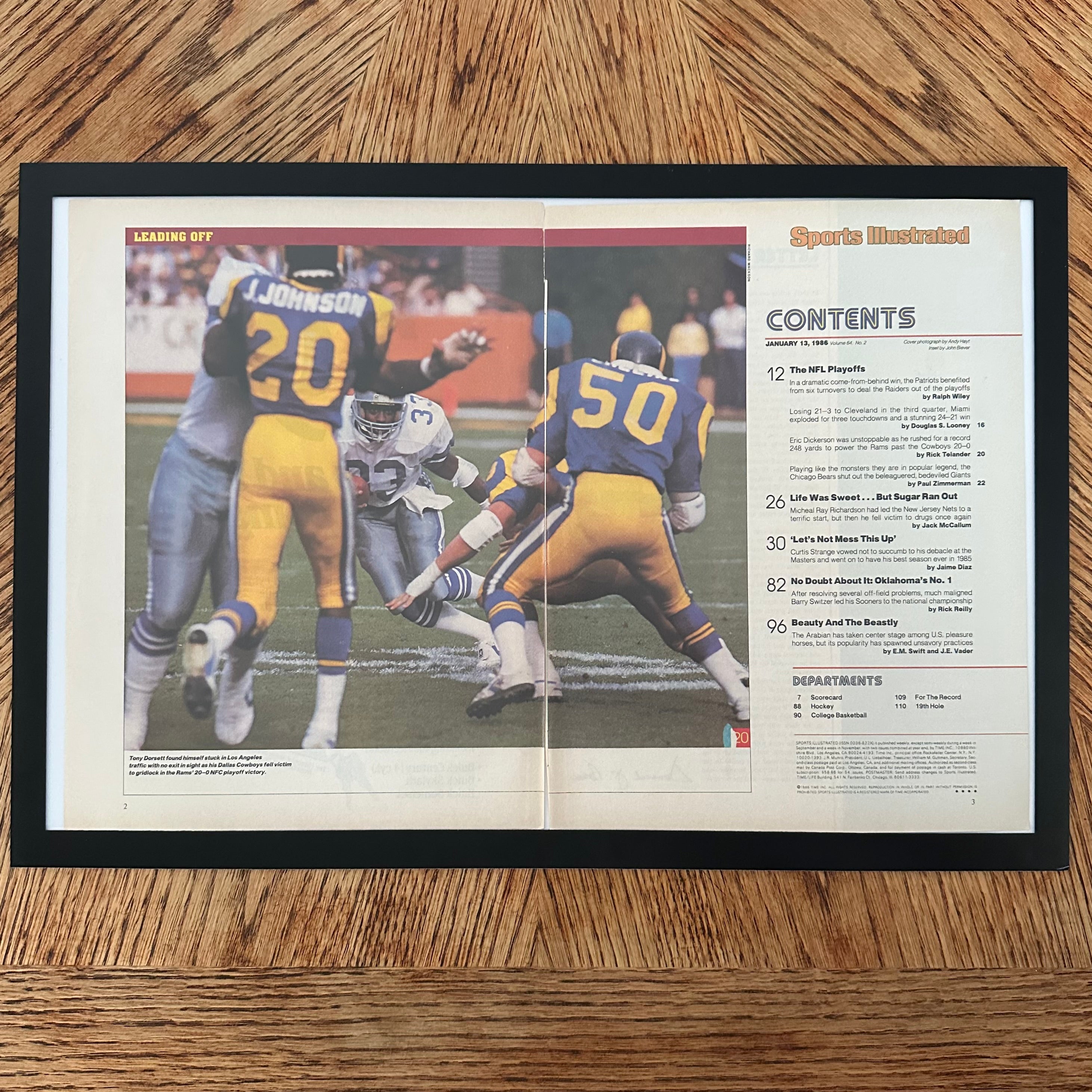 Framed vintage 1986 Mercury Sable double page magazine ad