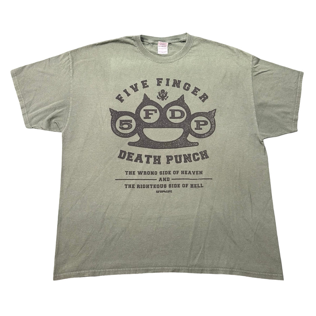 Five Finger Death Punch olive green tee front