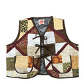 Autumn Earth Patchwork XL quilted vest rework, front