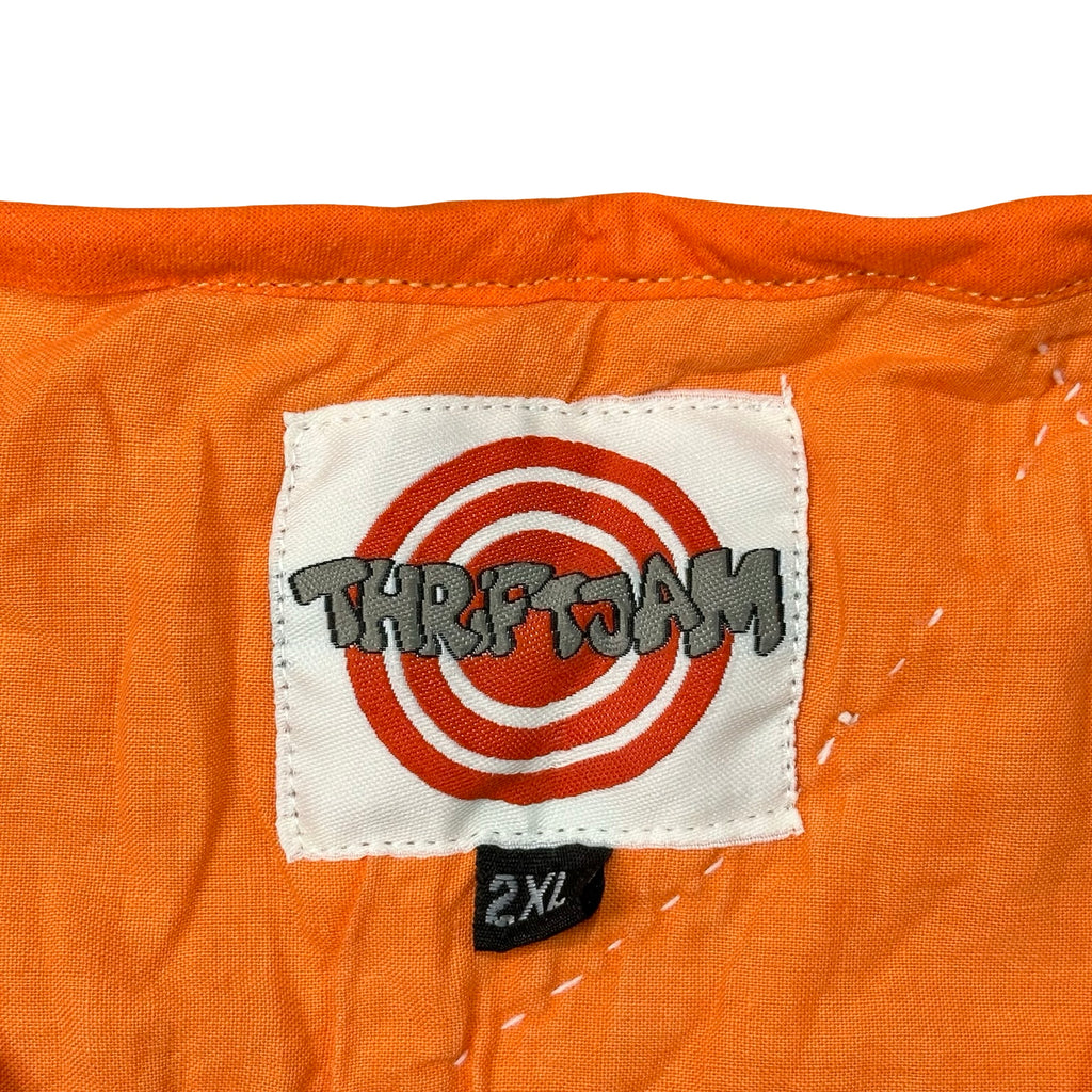 Marigold Card Trick quilted vest rework, ThriftJam brand label size 2XL