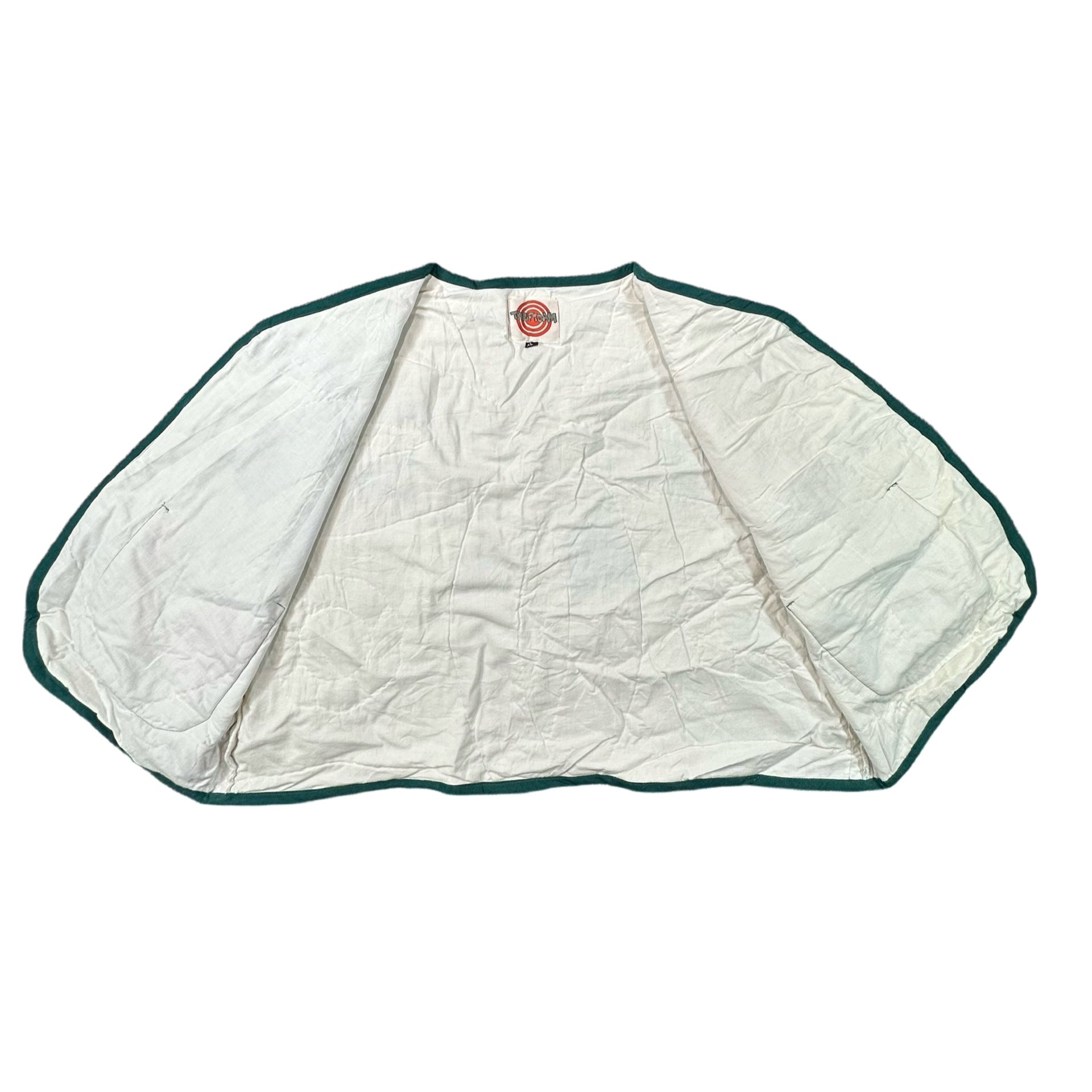 Teal & Rose Wedding Ring XL quilted vest rework, inside lining