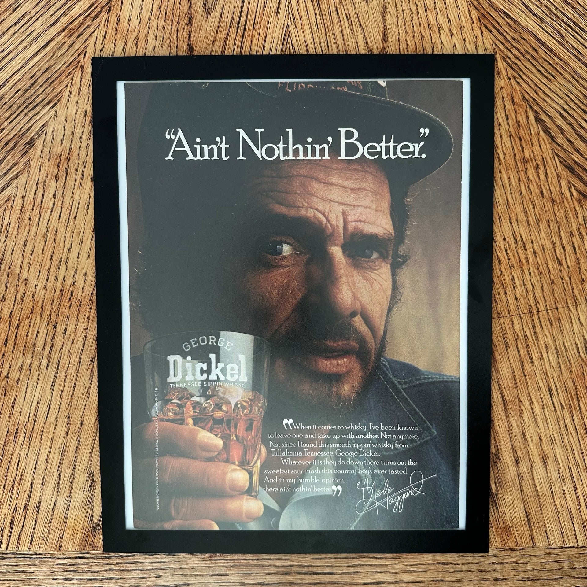 George Dickel Merle Haggard Aint Nothin Better Framed Vintage Magazine Ad