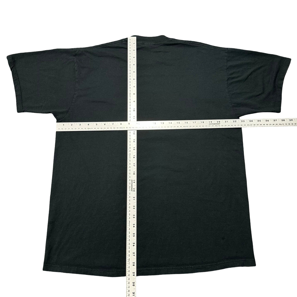 Black tee back with measurements