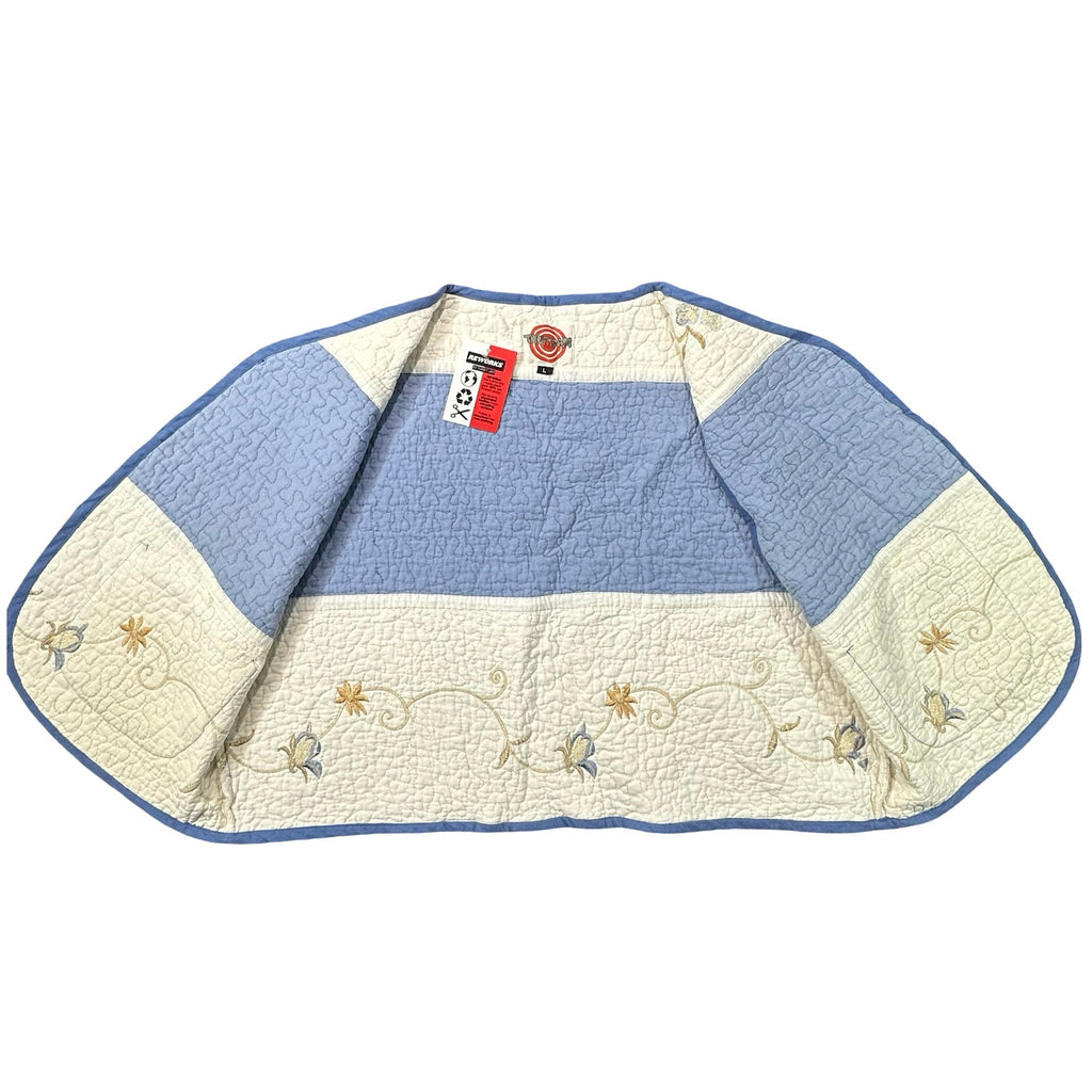 Chambray Butterfly Embroidery L quilted vest rework - lining