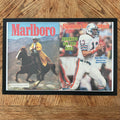Framed vintage Dan Marino Sports Illustrated cover with Marlboro back cover ad