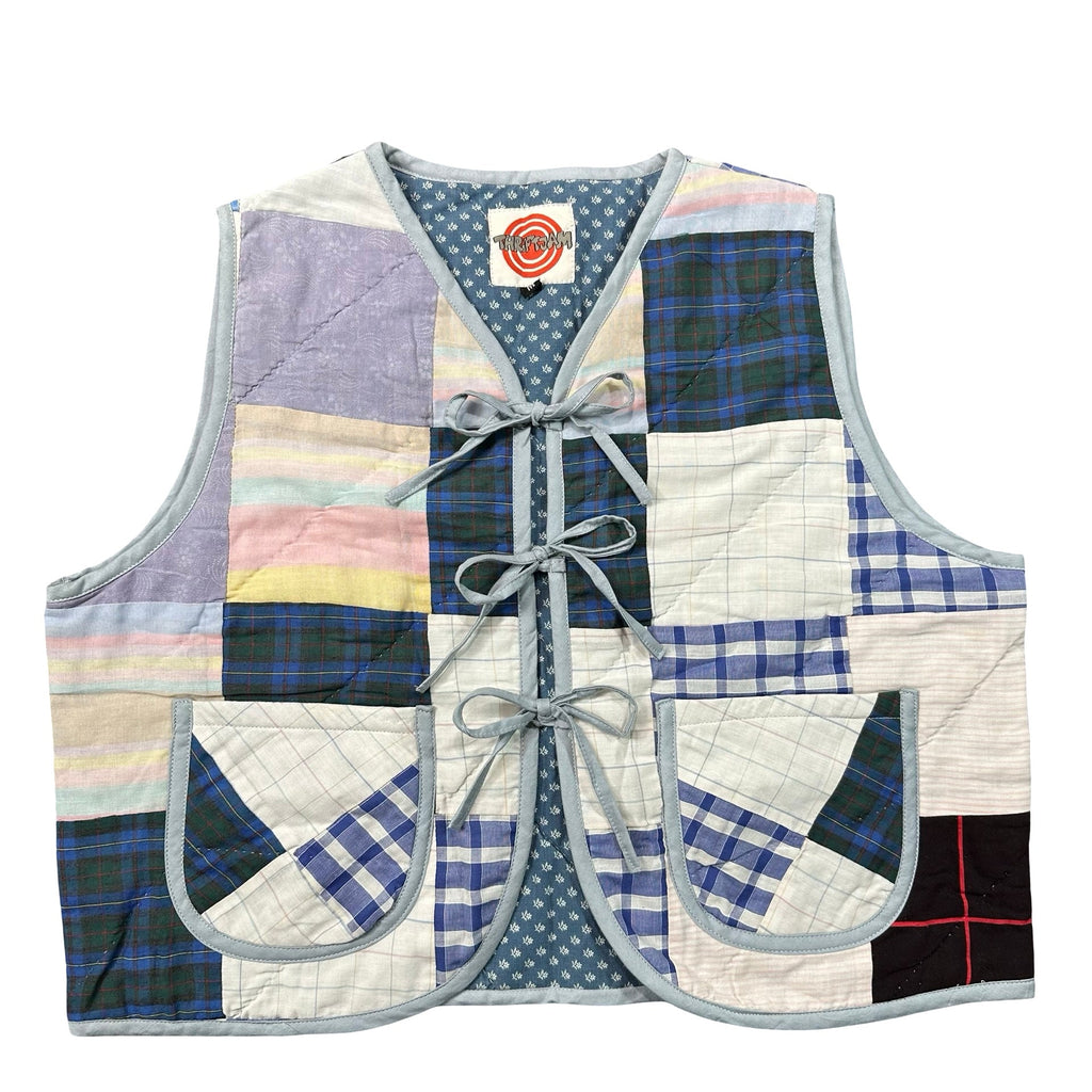 Homespun Plaid M quilted vest rework - front