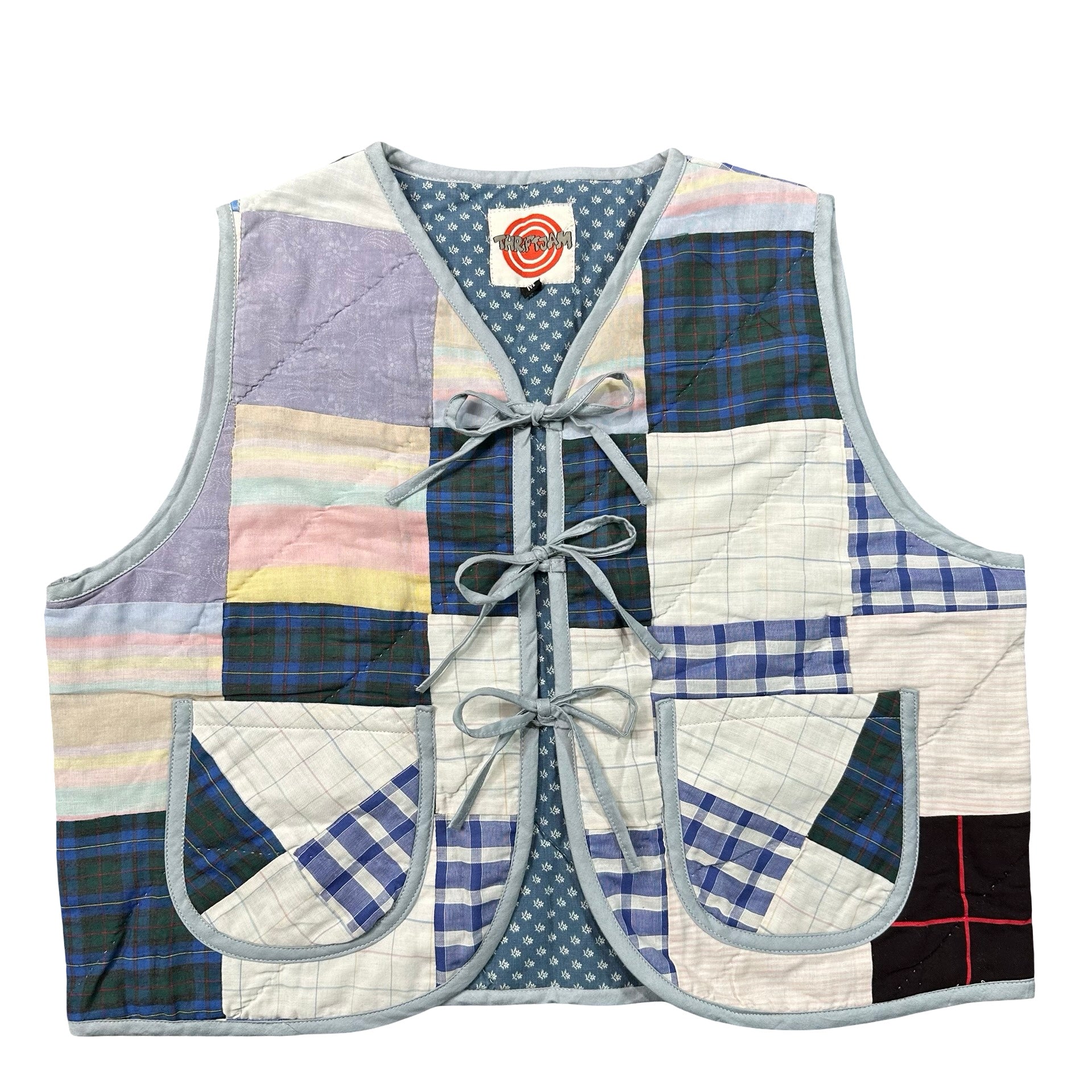 Homespun Plaid M quilted vest rework - front