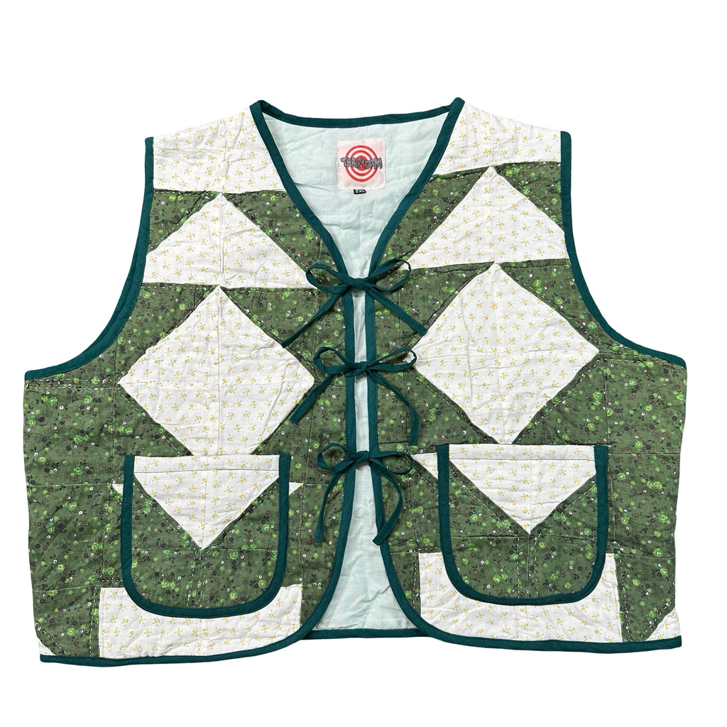 Clover Churn Dash quilted vest rework, size 2XL, front