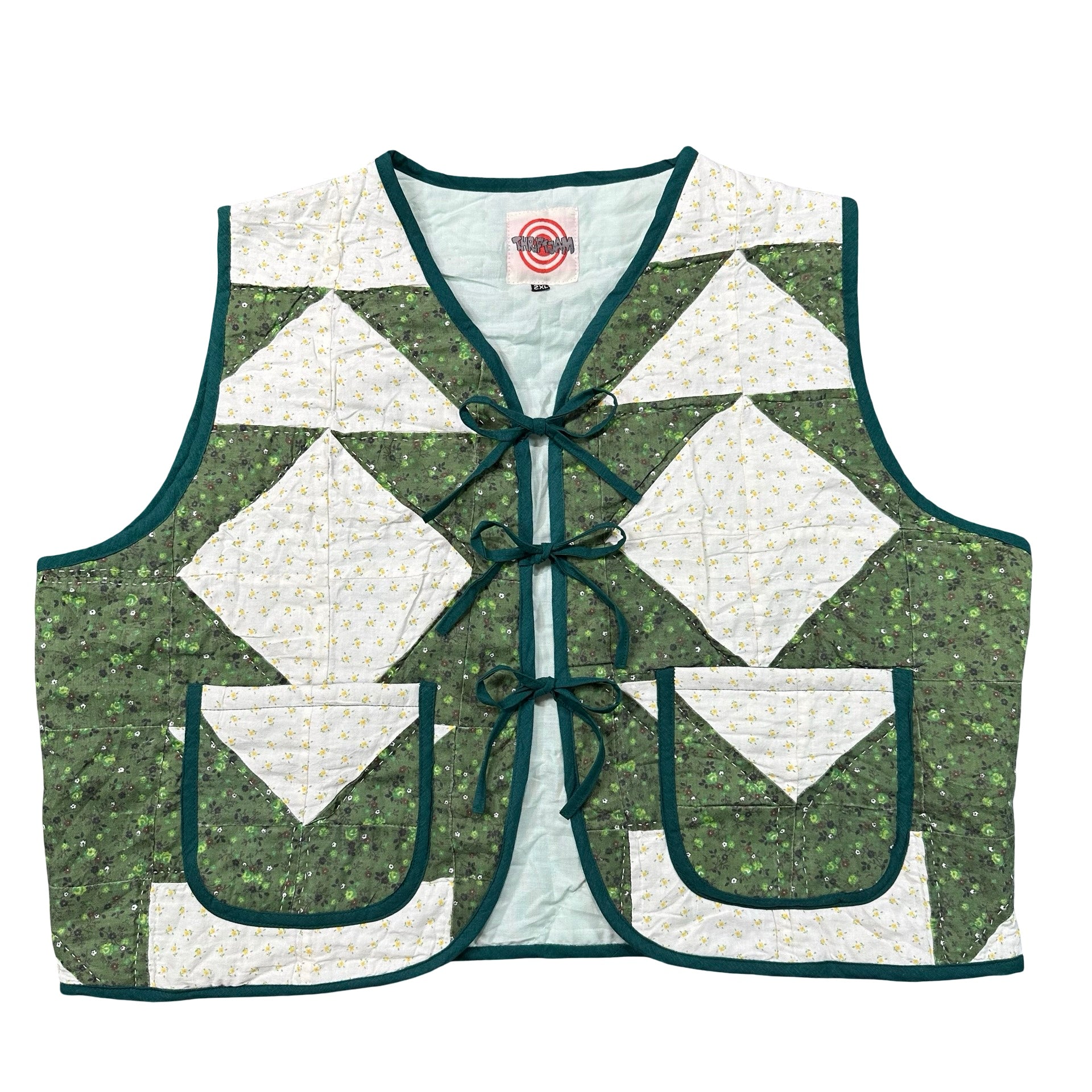 Clover Churn Dash quilted vest rework, size 2XL, front