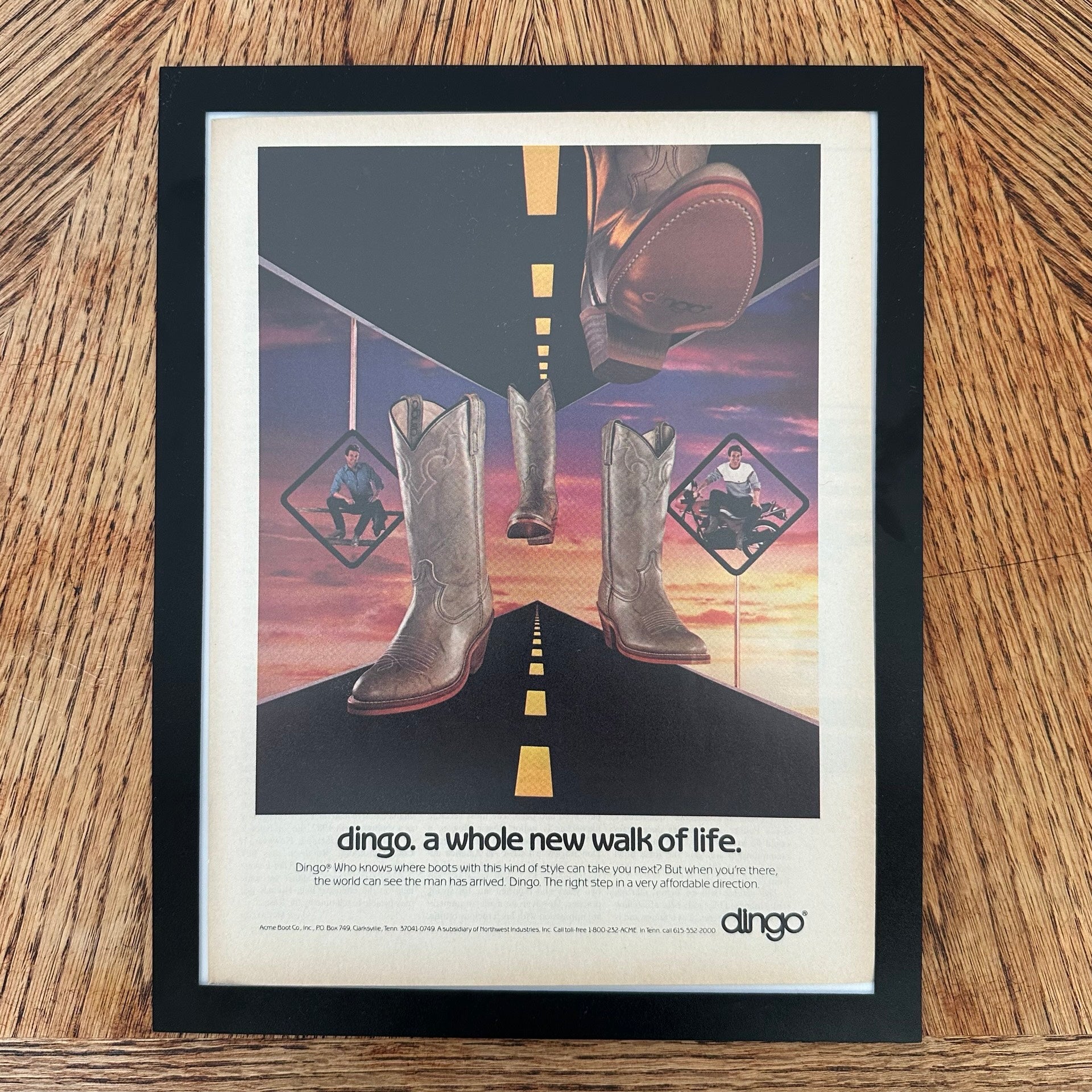 Dingo Boots A Whole New Walk Of Life Framed Vintage Magazine Ad