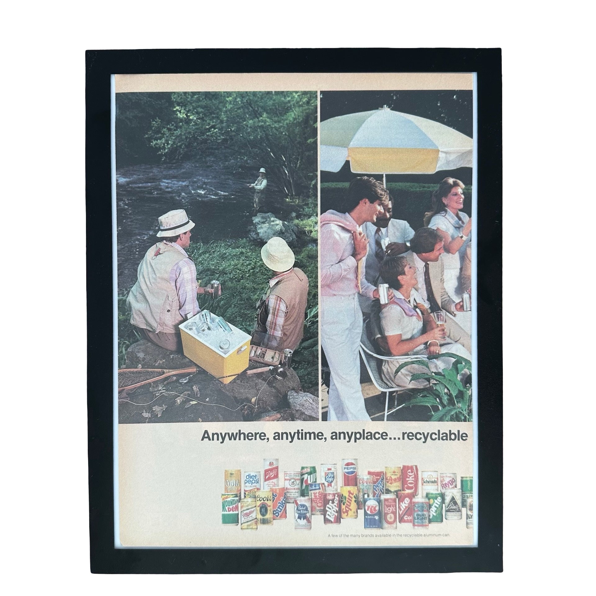 Aluminum Can Recycling Anywhere Anytime Anyplace Framed Vintage Magazine Ad