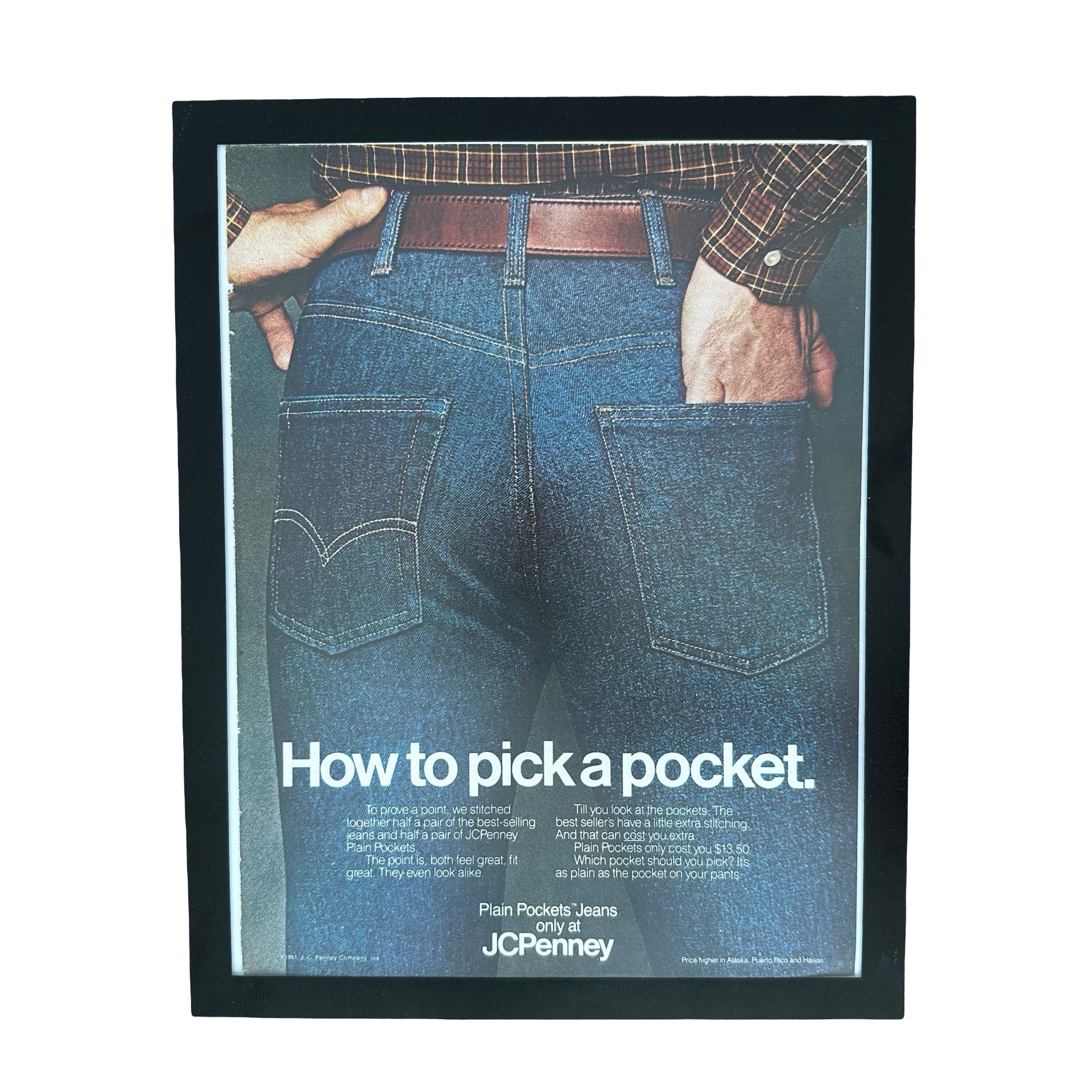 JCPenney Plain Pockets Jeans How To Pick A Pocket Framed Vintage Magazine Ad